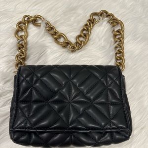 Zara quilted chain strap shoulder bag Black